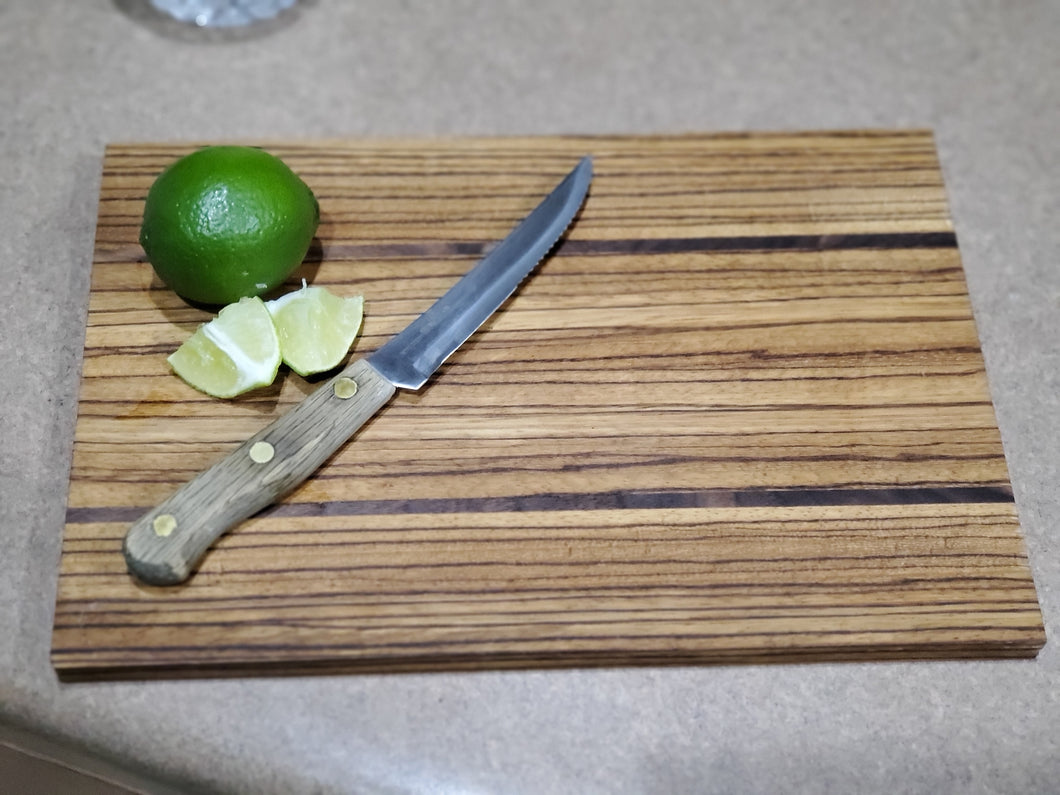 Handmade Zebrawood and Walnut cutting board